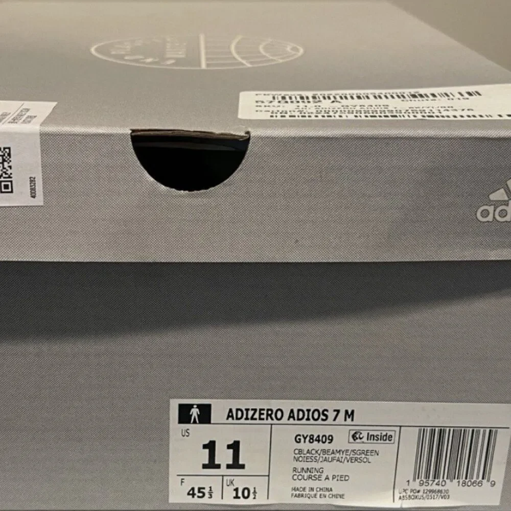 NEW w BOX ADIDAS UNISEX ADIZERO ADIOS 7 RUNNING SHOES GY8409 SIZE 11